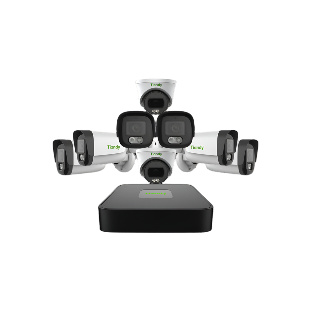 Tiandy set 8 Color cameras 4MP + NVR with PoE Ports