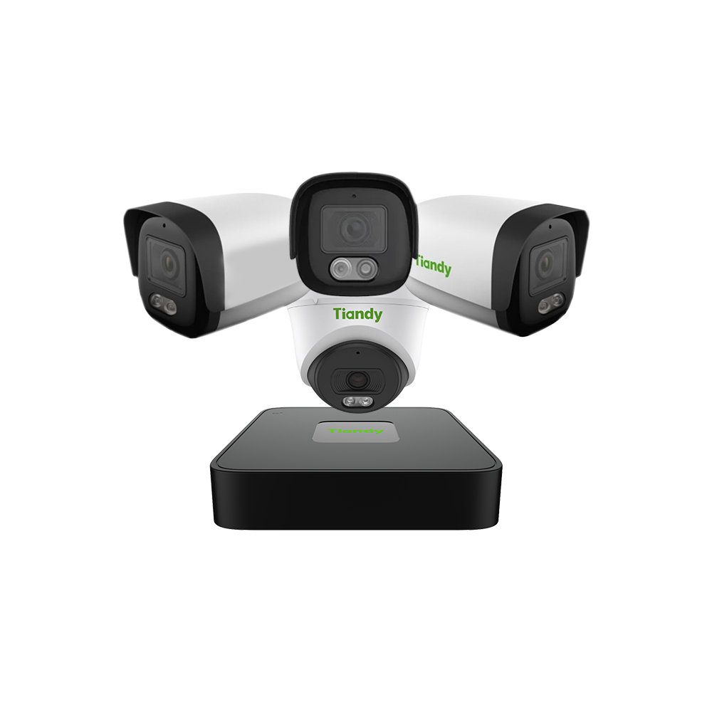 Tiandy set 4 Color cameras 4MP + NVR with PoE Ports